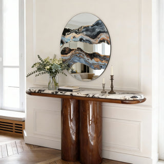 23.6" Artistic Marble Patterned Round Wall Mirror