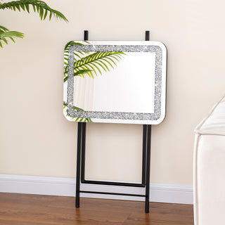 Sleek Glass Mirrored Side Table with Metal Leg