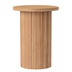 Mesa auxiliar redonda de madera natural con pedestal estriado