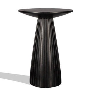 Round Black Side Table End Table with Pedestal Fluted Base