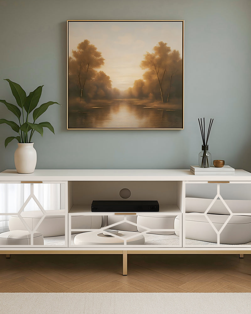 SHYFOY  Modern Wood TV Stand Media Console
