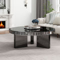 Black Mirrored Coffee Table with Marble Pattern