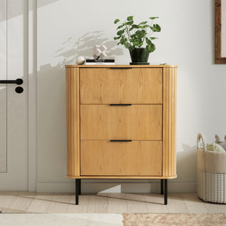 Wood Nightstand Bedside Table with 3 Drawer