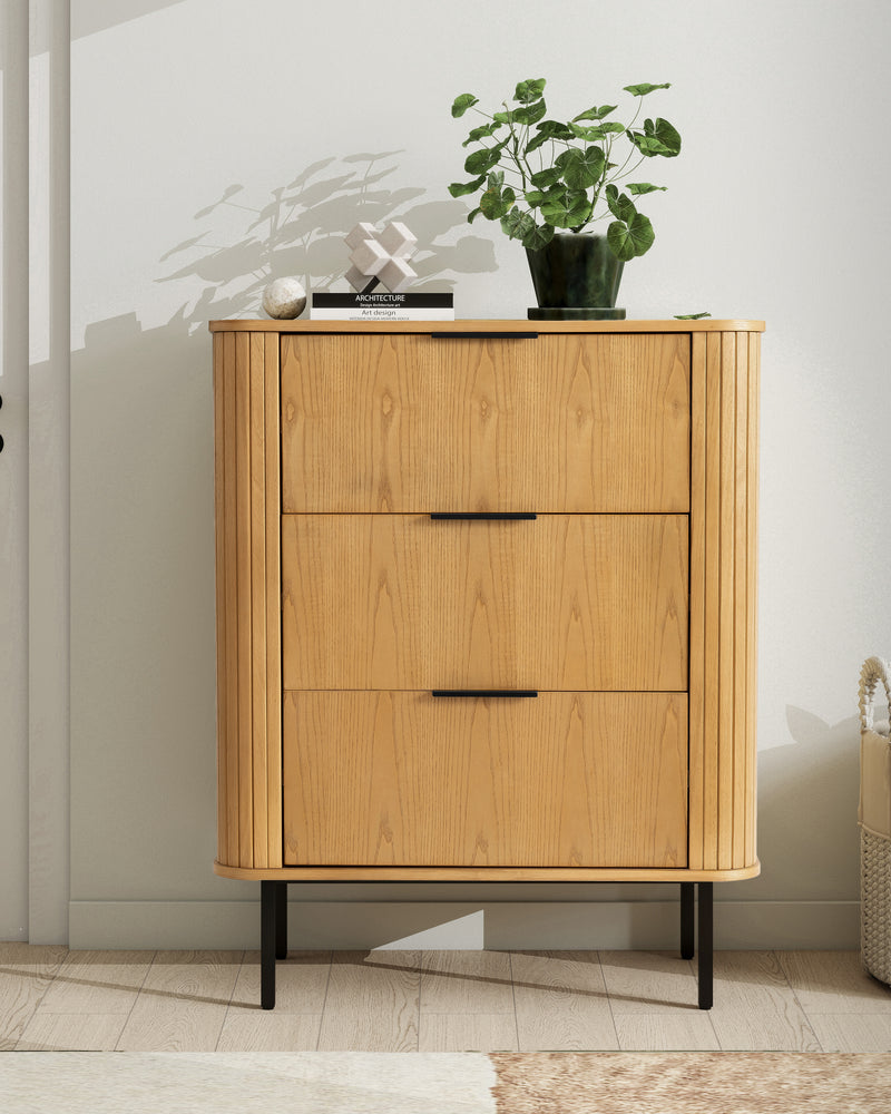 Wood Nightstand Bedside Table with 3 Drawer