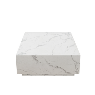 Faux Marble Solid Block Rectangular Coffee Table