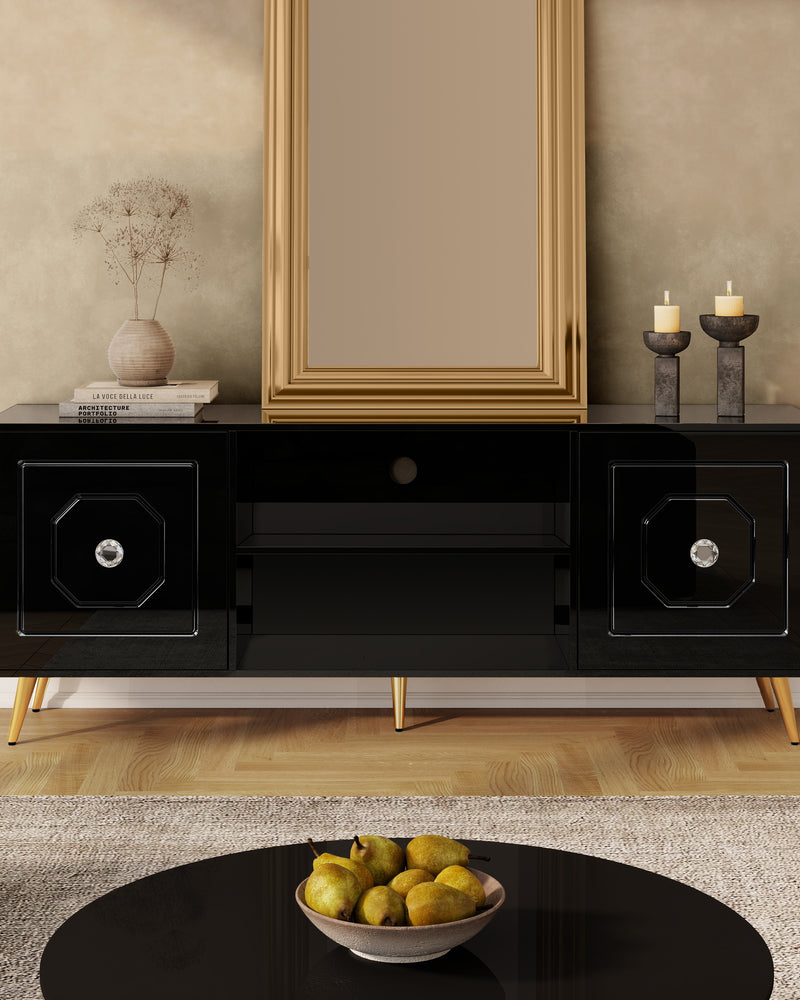 SHYFOY Modern TV Stand Black Media Console With Drawers