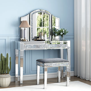 SHYFOY Trifold Mirror Vanity-Crushed Diamond 3 Way Mirror Bedrooms