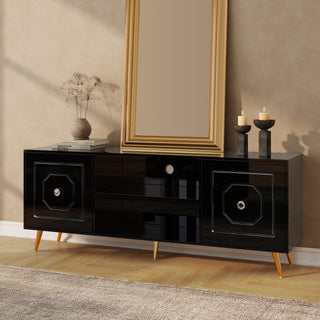 SHYFOY Modern 67" TV Stand Black Media Console With Drawers