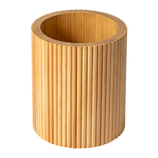 13.8" Tall Solid Wood Floor Vase for Living Room Decor – Handcrafted Rustic Wooden Vase with Natural Wood Strips