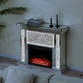 Electric Fireplace with Glass Mantel Surround, Crushed Diamonds inlay