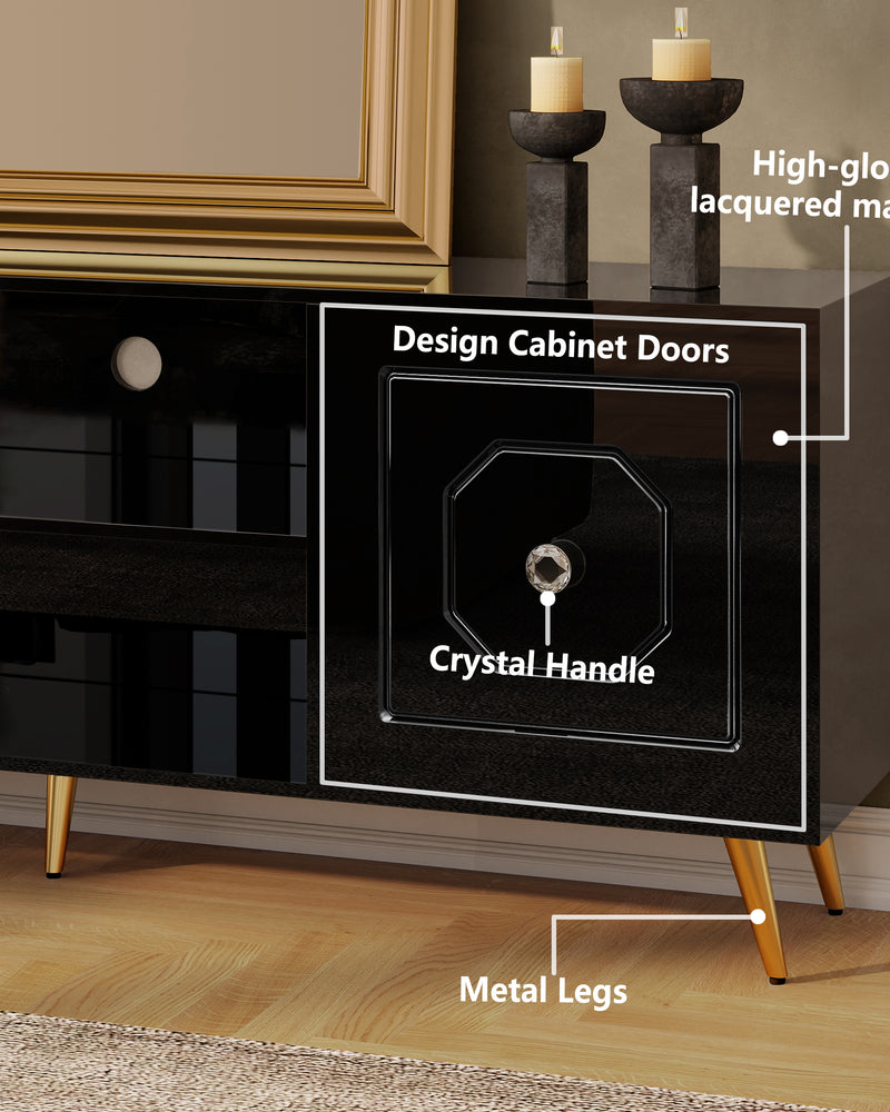 SHYFOY Modern TV Stand Black Media Console With Drawers