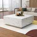 White Faux Marble Square Coffee Table
