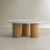 Modern Round Coffee Table with White Faux Marble Top