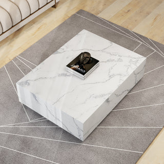 Faux Marble Solid Block Rectangular Coffee Table