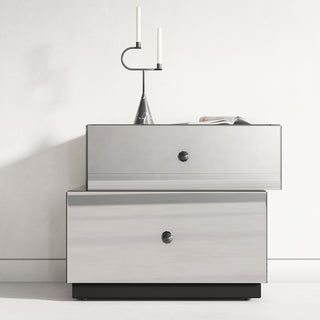 Mirrored 2-Drawer Nightstand with Modern Design