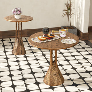 Antique Brass Round End Table 23.62" W x 23.62" D x 22.05" H