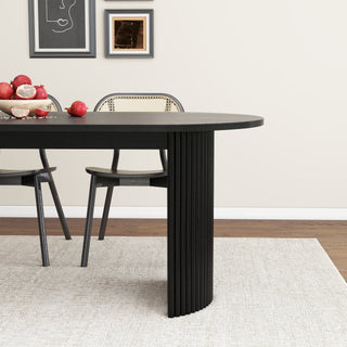 Black Modern Solid Wood Oval Dining Table