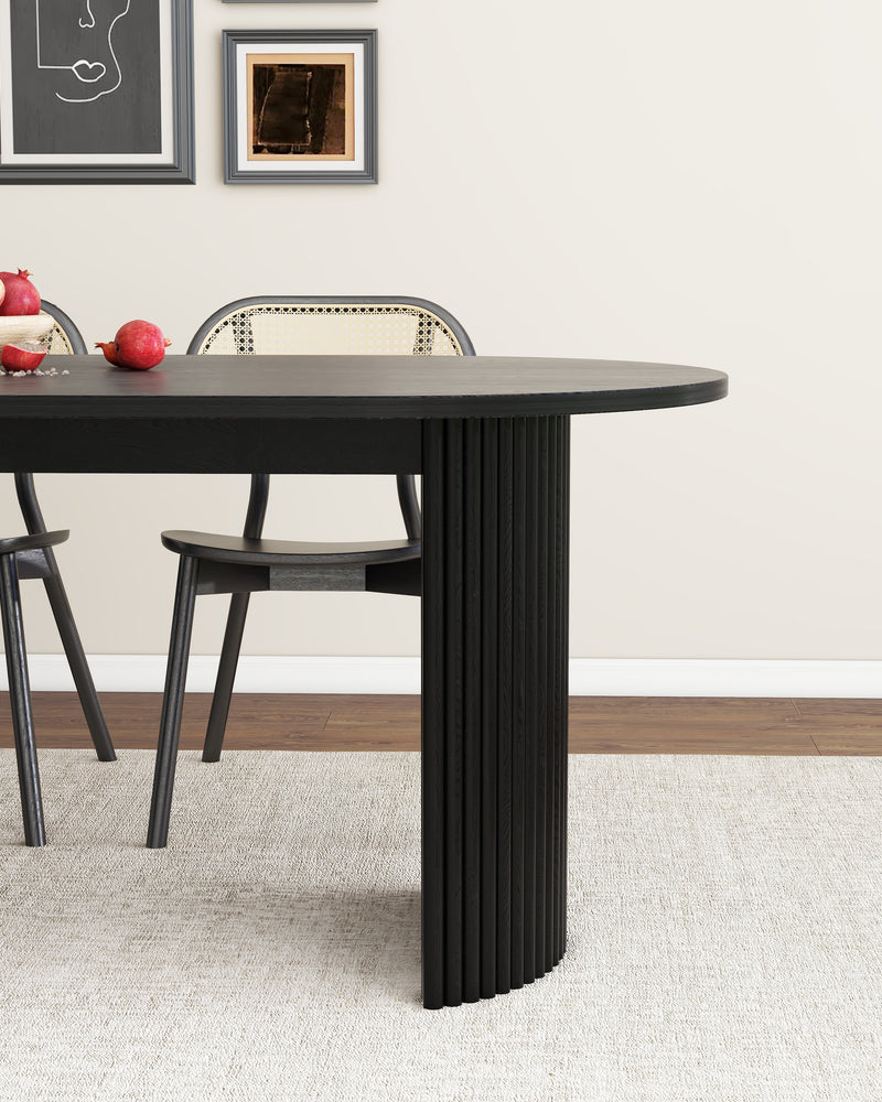 Black Modern Solid Wood Oval Dining Table