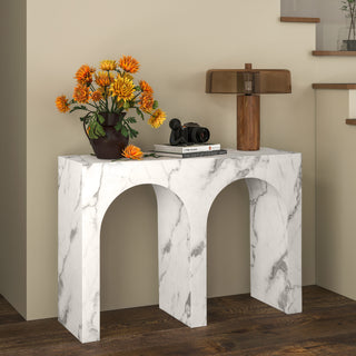 43" White Marble Console Table