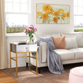 Mirrored Side Table Gold Legs Rectangle Accent End Table with Drawer