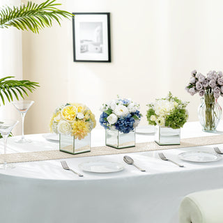 Set of 6 Modern Mirrored Cube Vases