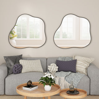 Black Asymmetrical Wall Mirror Cloud-Shaped Accent Mirror