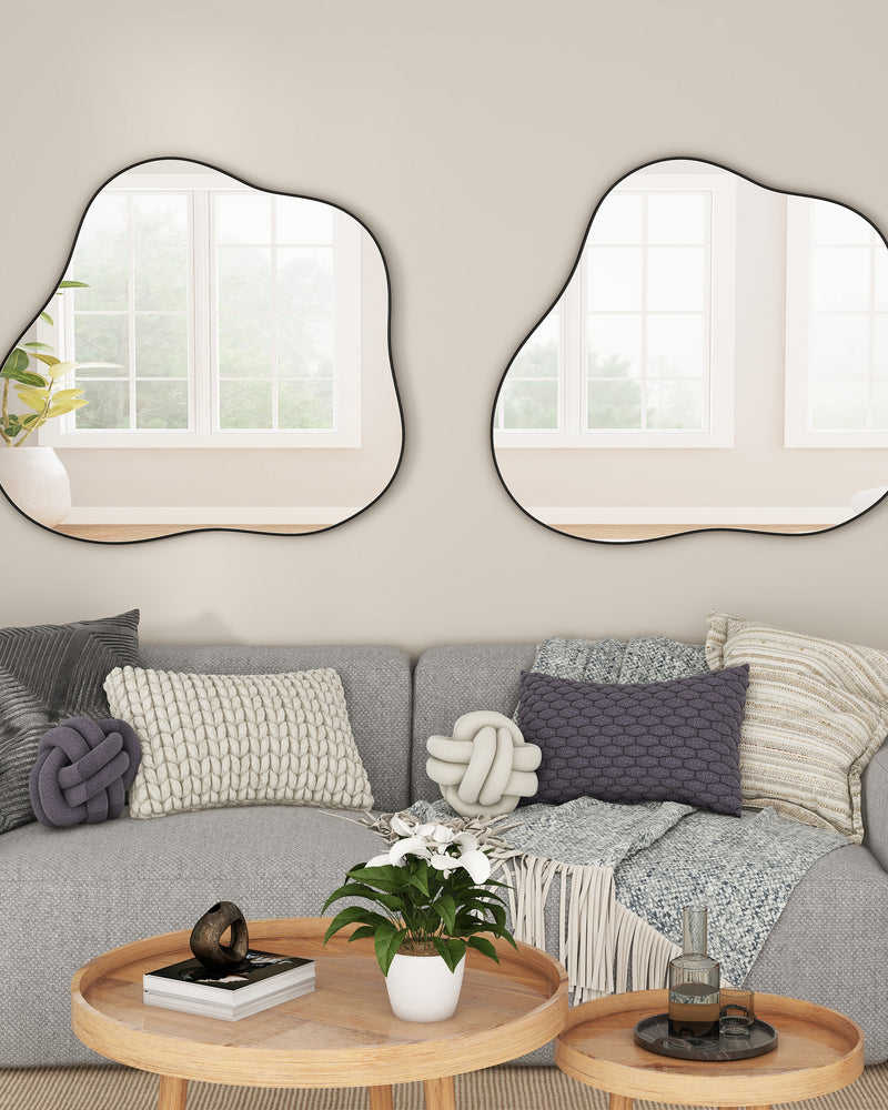 Black Asymmetrical Wall Mirror Cloud-Shaped Accent Mirror