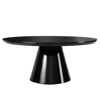 Black Modern Round Coffee Table with Cone-Shaped Base