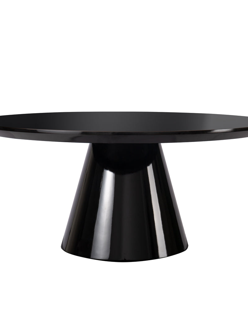 Black Modern Round Coffee Table with Cone-Shaped Base