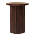 Mesa auxiliar redonda de madera de nogal con pedestal estriado