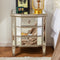Accent Mirror Glass 3 Drawers Vintage Nightstand End Table