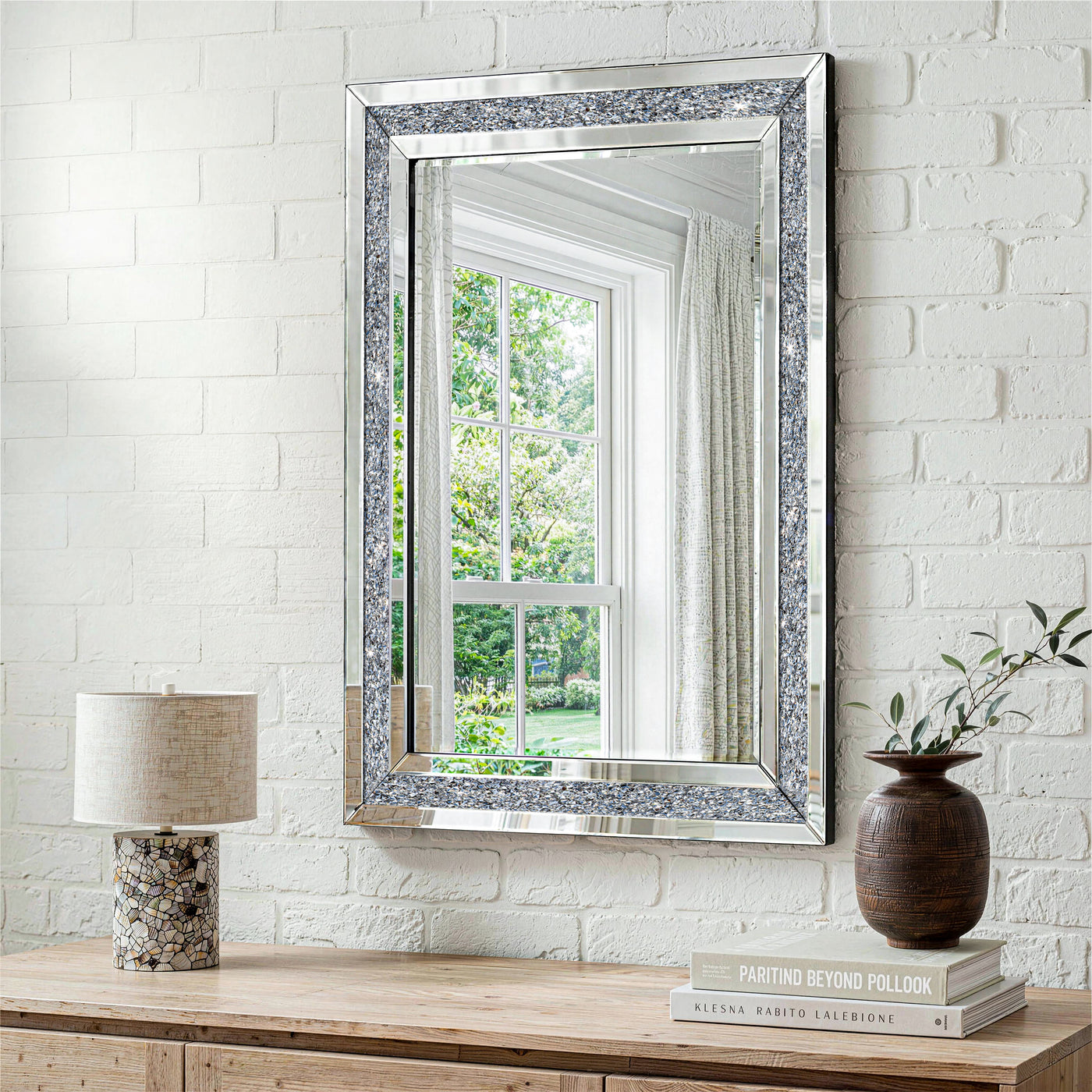 Decorative Wall Mirror, Crushed Diamond Mirrors with Crystal