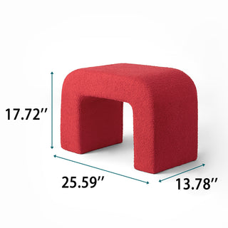25.6'' Red Upholstered Foot Stool Modern Pouf Ottoman