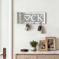 Mirrored LOCK Key Holder with Crystal Hooks, Sparkly Silver Mirror Wall Decor
