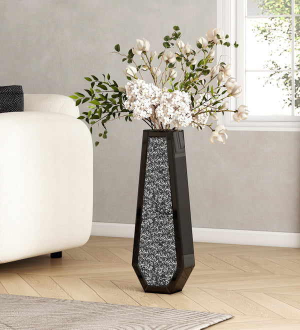 Elegant Black Crystal Glass Vase