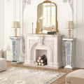 Tall Pedestal Mirrored Glass Top End Table