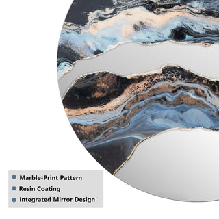 23.6" Artistic Marble Patterned Round Wall Mirror