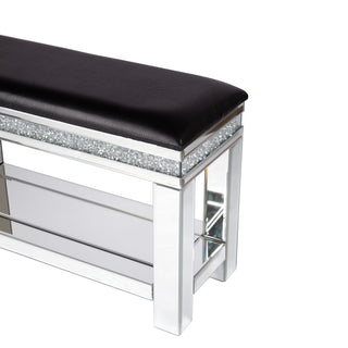 SHYFOY Crushed Diamon Mirrored Bench Shoe Storage