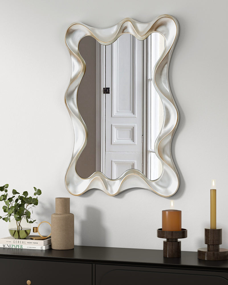 Large Asymmetrical Silver Wall Mirror