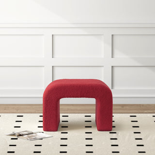 25.6'' Red Upholstered Foot Stool Modern Pouf Ottoman