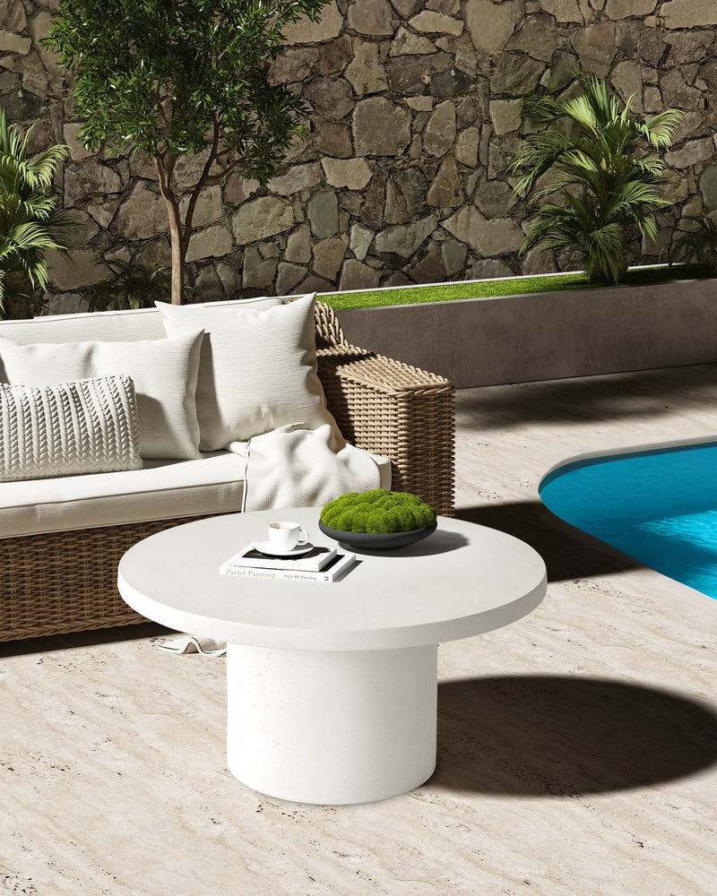 White Round Coffee Table Circle Pedestal Table