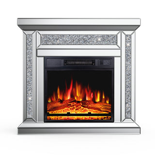 31.5'' W Electric Fireplace with Glass Mantel Surround, Crushed Diamonds inlay