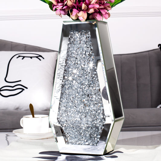 Flower Vase Crushed Diamond Vases for Decor Silver Mirror Vases for Centerpieces