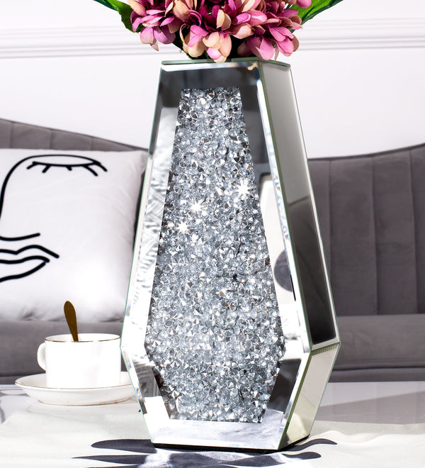 Flower Vase Crushed Diamond Vases for Decor Silver Mirror Vases for Centerpieces