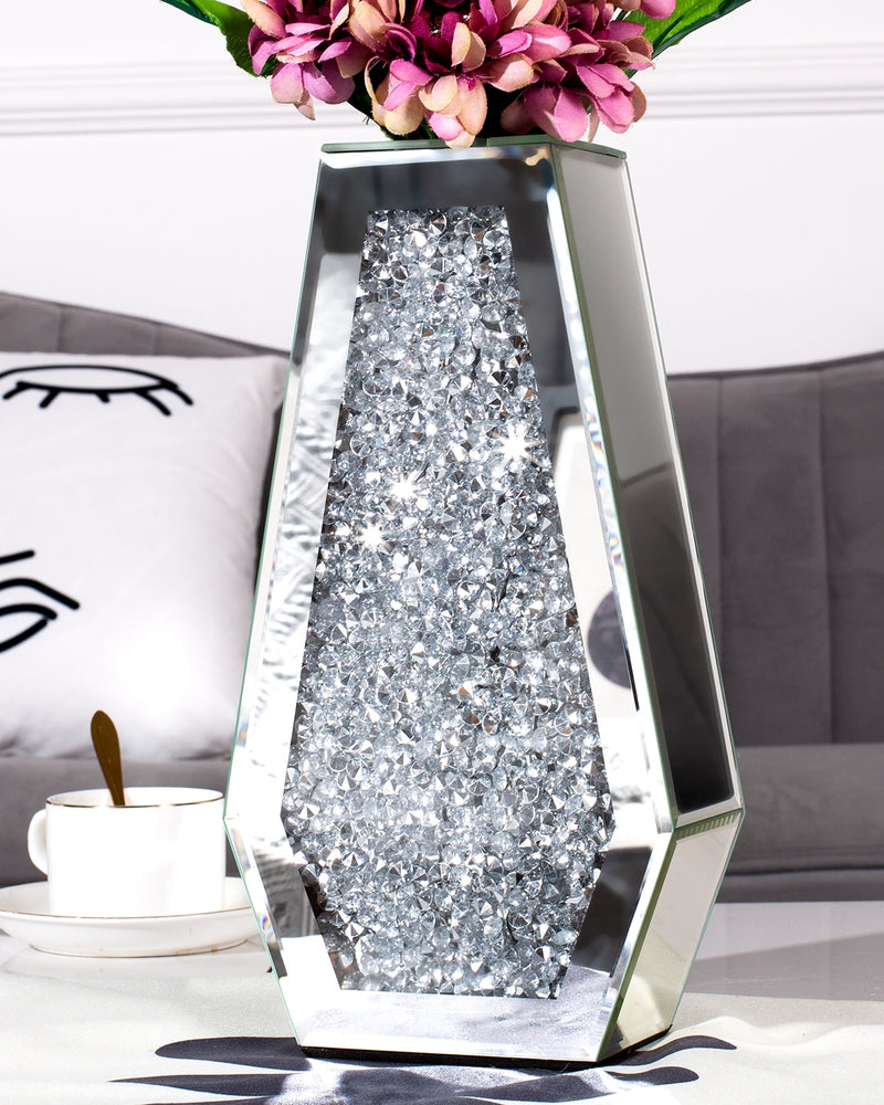 Flower Vase Crushed Diamond Vases for Decor Silver Mirror Vases for Centerpieces