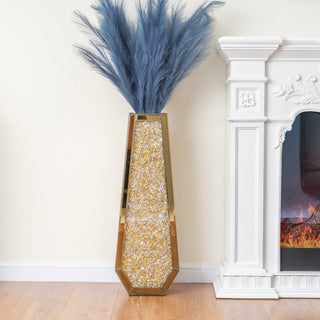 Gold Crushed Diamond Mirror Vase Large Crystal Flower Vases