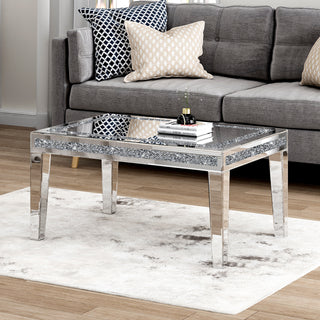 SHYFOY Coffee Table Mirrored with Crystals Inlay, Modern Contemporary  Coffee Table