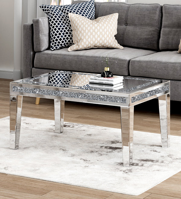 SHYFOY Coffee Table Mirrored with Crystals Inlay, Modern Contemporary  Coffee Table