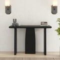 Black Modern Console Table with 3 Legs, Natural Wood Grain Entryway Table