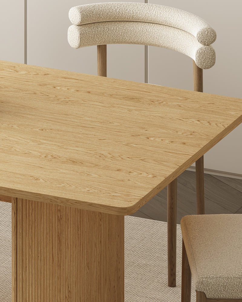 Beige  Modern Rectangular Extendable Dining Table